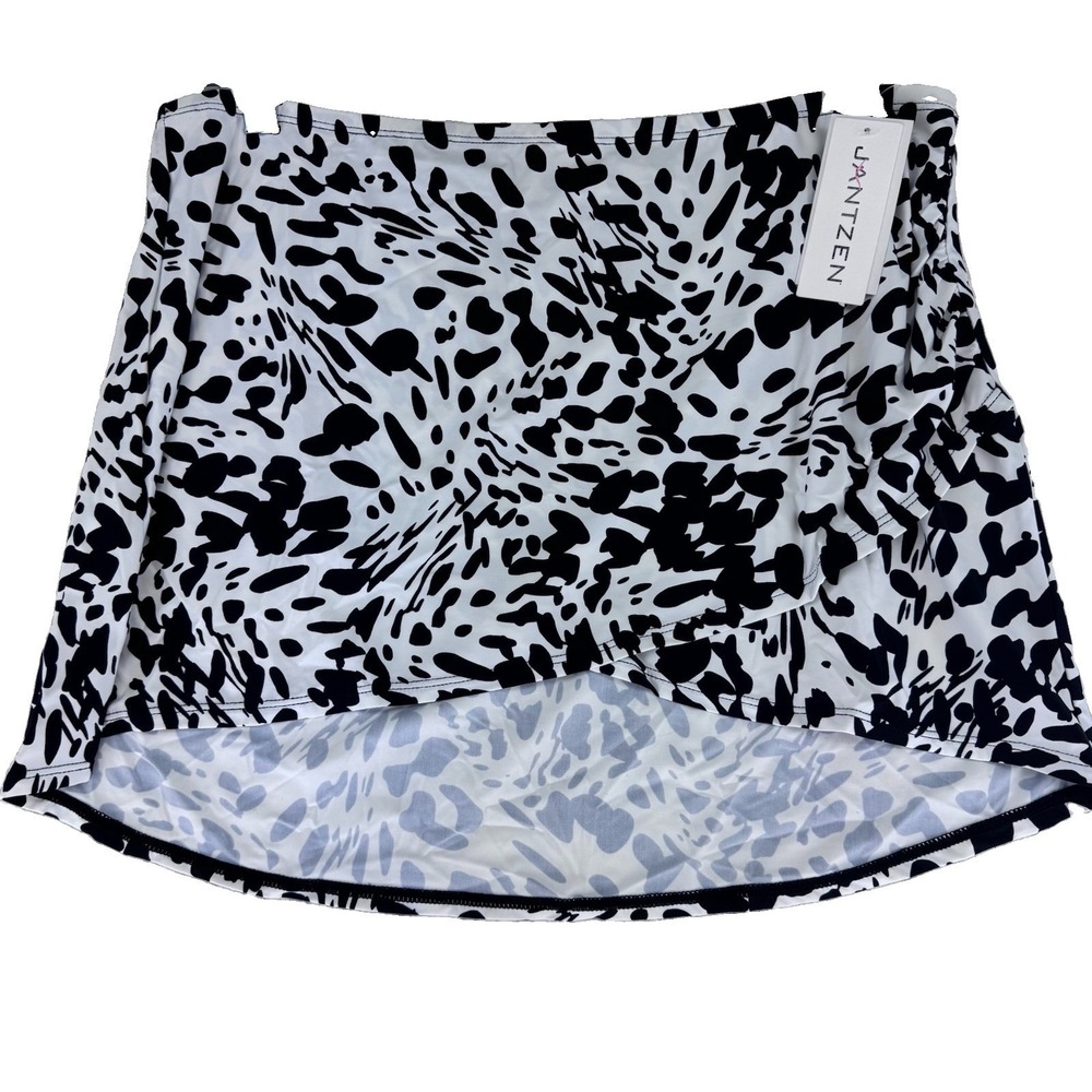 Jantzen Wrap Front Printed Swim Over Skirtβ Size 10 Regular Black White Animal